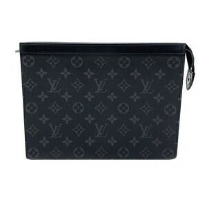 Louis Vuitton Clutch Bag Shoulder Monogram Eclipse Black Pochette Voyage
